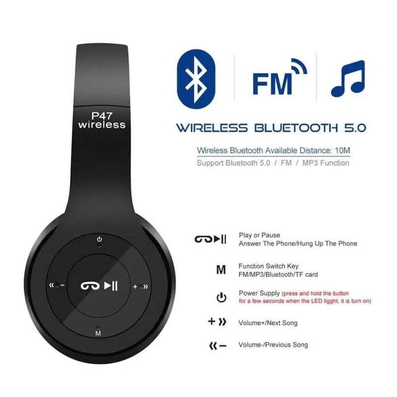 9eight5 Phone/Tablet Accessories P47 Wireless Headphones with Mic P47 Wireless Headphones with Mic