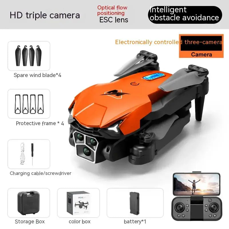 UAV Three Camera HD Drone - Optical Flow Positioning with Obstacle Avoidance | Orange & Black – view 1