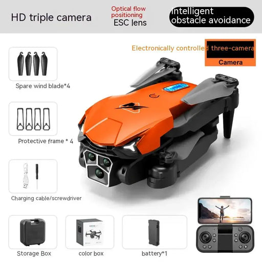 UAV Three Camera HD Drone - Optical Flow Positioning with Obstacle Avoidance | Orange & Black – view 1