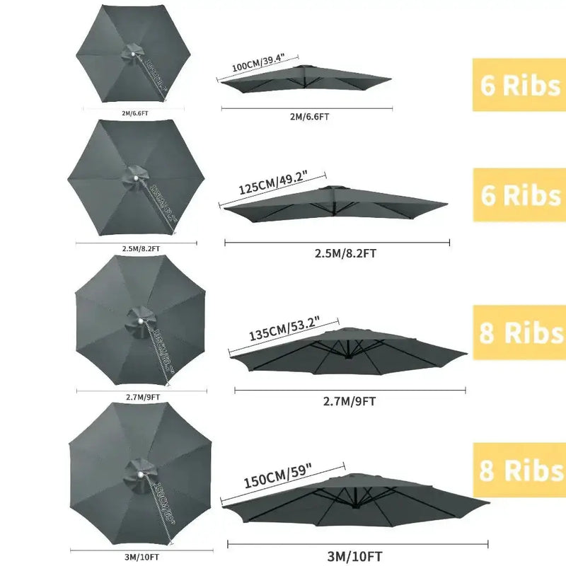 Parasol Replacement Cover – 6 or 8 Ribs (6 colours available) – view 7