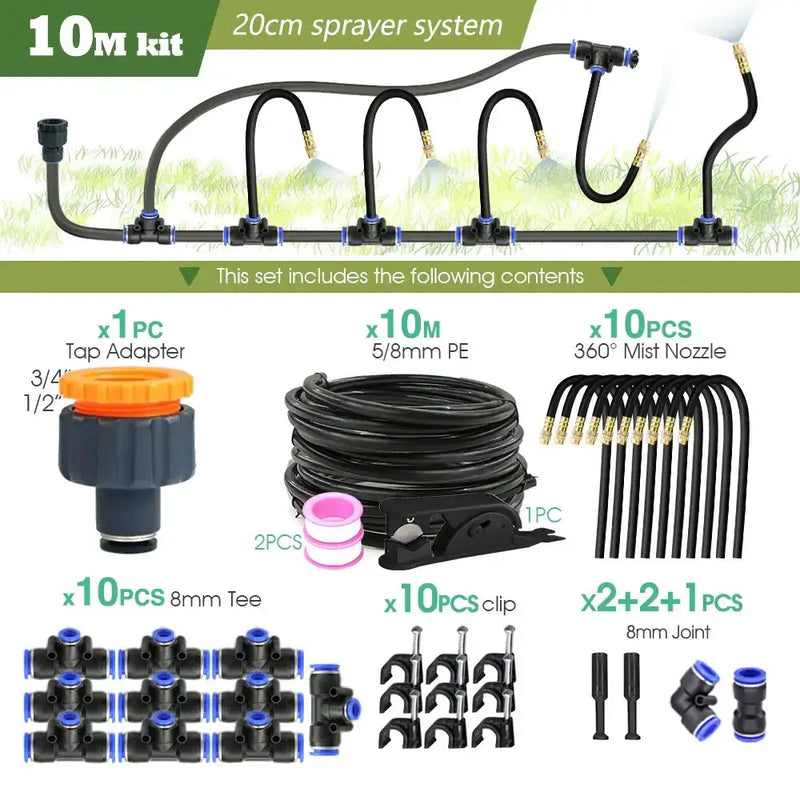 PE Hose with Adjustable Misting Sprayer & Pump Kit for Garden (different sizes available) – view 8