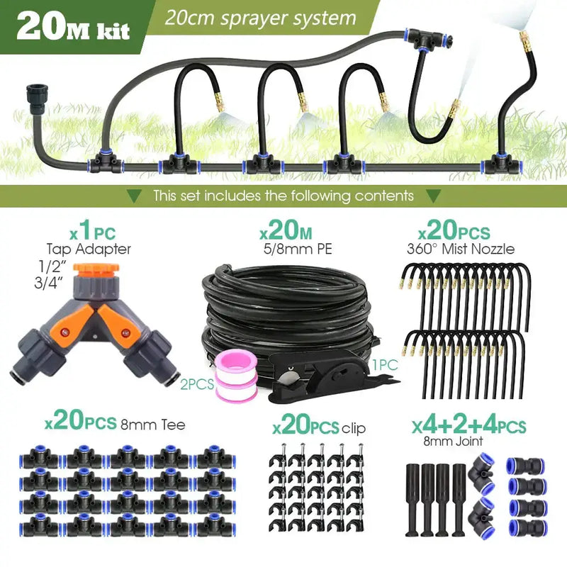 PE Hose with Adjustable Misting Sprayer & Pump Kit for Garden (different sizes available) – view 10