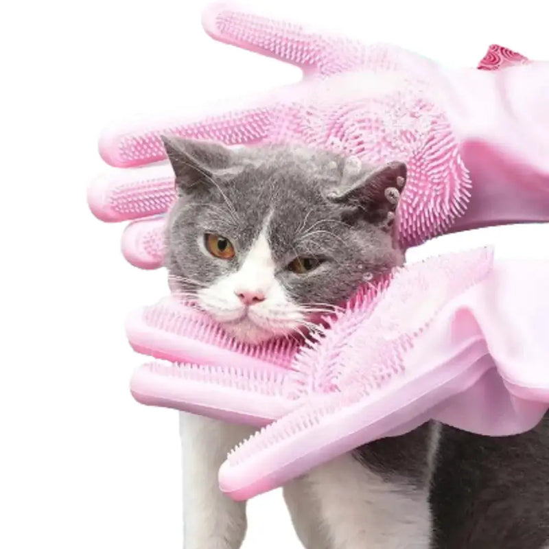 Habicare SS Pet Grooming Gloves Silicone (Pink & Blue) Pet Grooming Gloves Silicone (Pink & Blue)