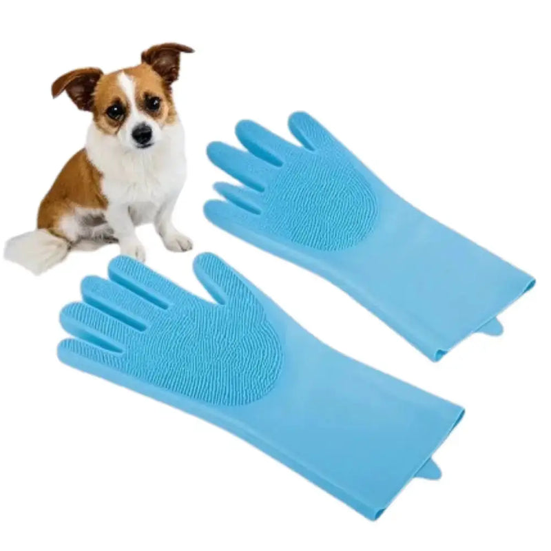 Habicare SS Pet Grooming Gloves Silicone (Pink & Blue) Pet Grooming Gloves Silicone (Pink & Blue)