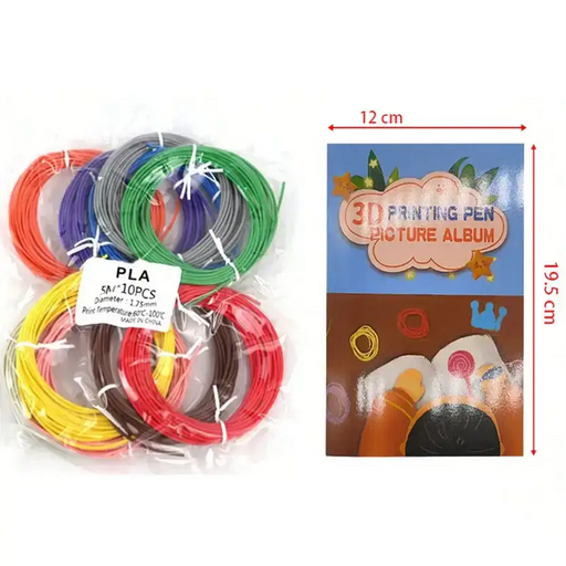 PLA 3D Pen Filament 50m – 10 Colours with Copy Painting Album – view 1