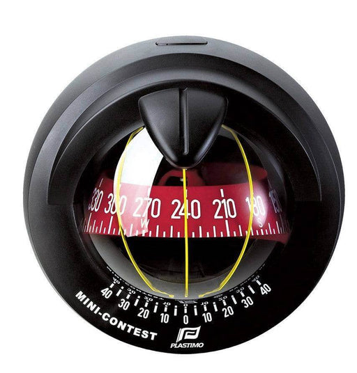 Plastimo Mini Contest Bulkhead Mount Compass Black 70mm Card Night Illumination For Boats 19 To 34 Ft
