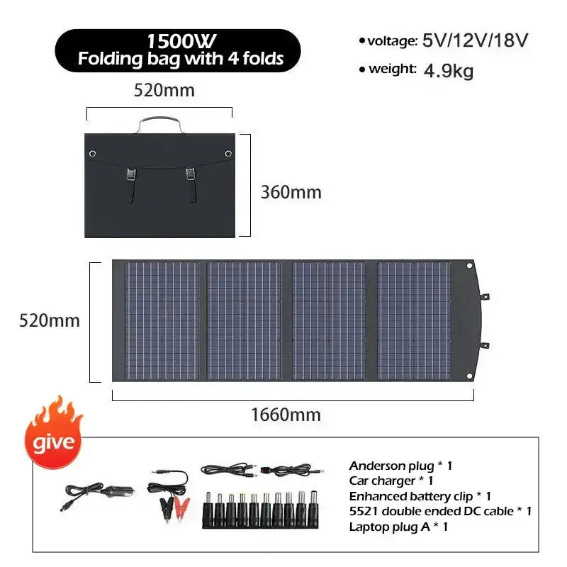Habicare SS Portable 2000W Solar Charger with Bag Portable 2000W Solar Charger with Bag