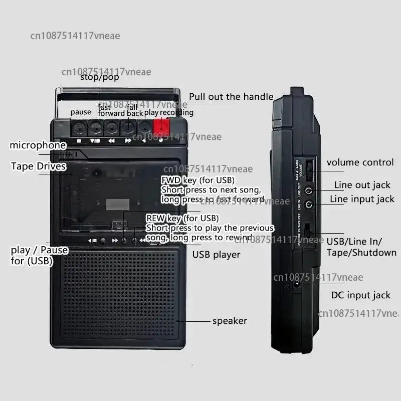 Habicare Portable Retro Cassette Player with Recording Portable Retro Cassette Player with Recording