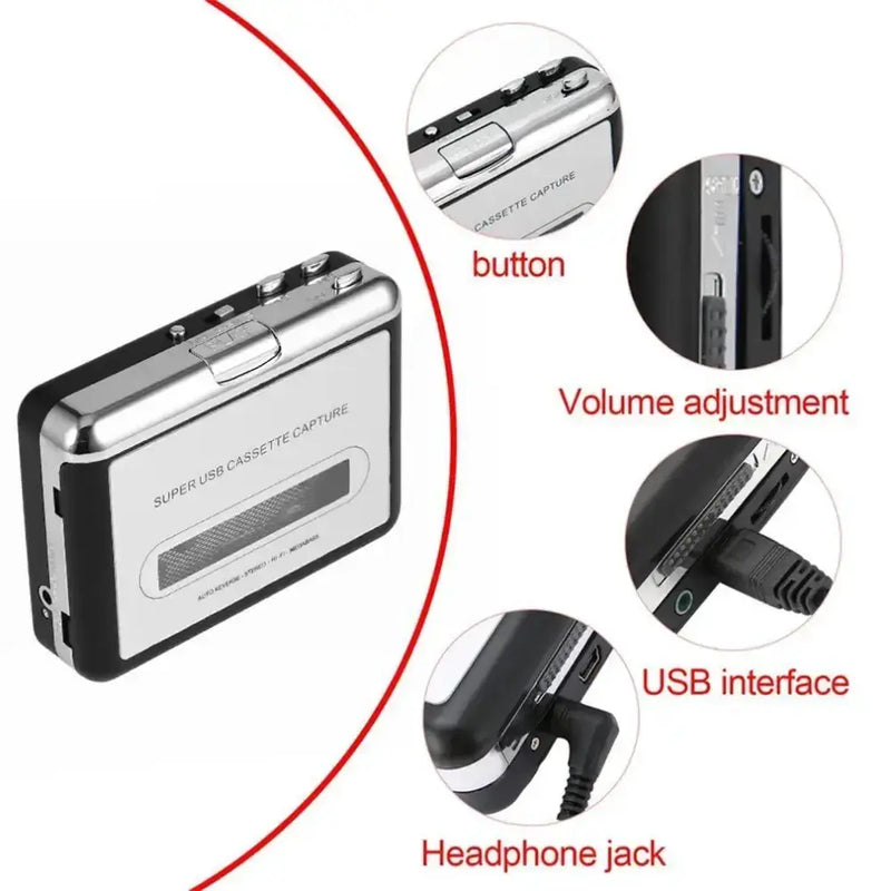 Habicare SS Portable Cassette to USB Converter Portable Cassette to USB Converter