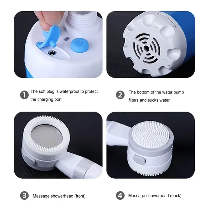 Habicare SS Portable Electric Camping Shower Pump 4000mAh Portable Electric Camping Shower Pump 4000mAh