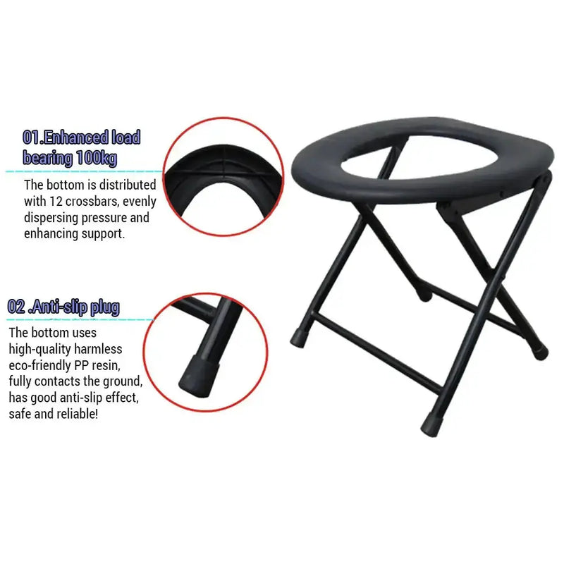 Habicare SS Portable Folding Outdoor Toilet Seat Portable Folding Outdoor Toilet Seat