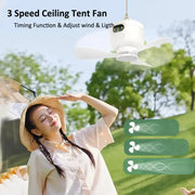 Portable Rechargeable Camping Ceiling Fan with Light & Remote – view 2