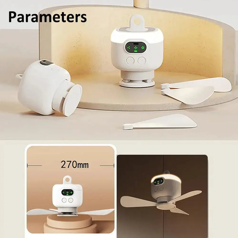 Portable Rechargeable Camping Ceiling Fan with Light & Remote – view 11