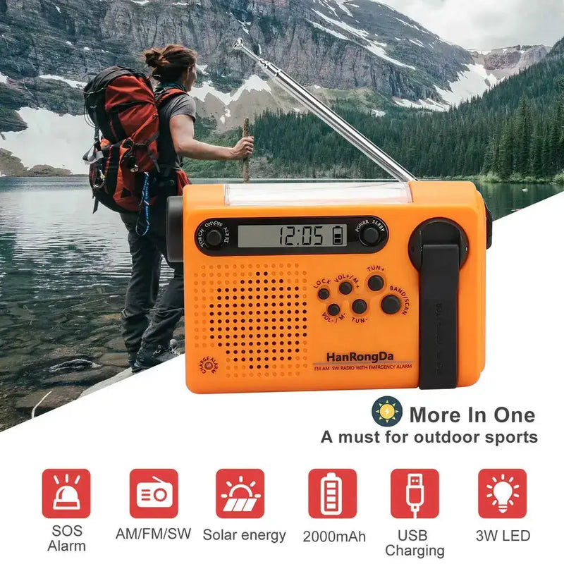 Portable Solar Hand Crank Radio with Power Bank & Flashlight – view 5