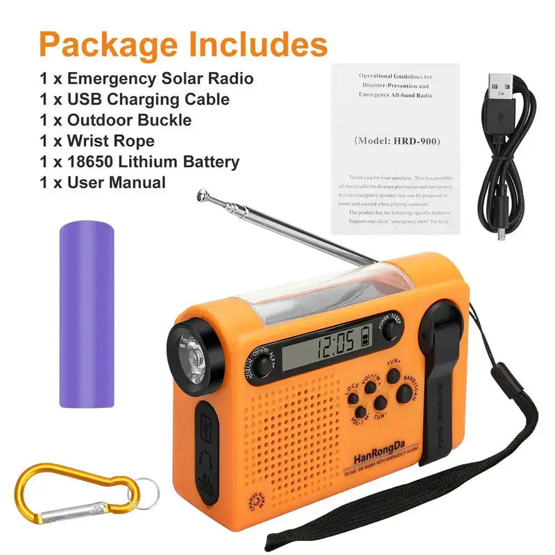 Portable Solar Hand Crank Radio with Power Bank & Flashlight – view 10