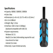 Habicare TWS Portable SSD 500GB/1TB USB 3.2 (1050MB/s) Portable SSD 500GB/1TB USB 3.2 (1050MB/s)