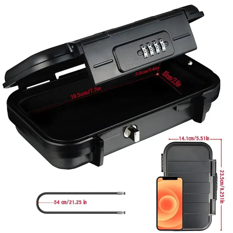 Habicare SS Portable Travel Safe Box – Waterproof Lockbox Portable Travel Safe Box – Waterproof Lockbox