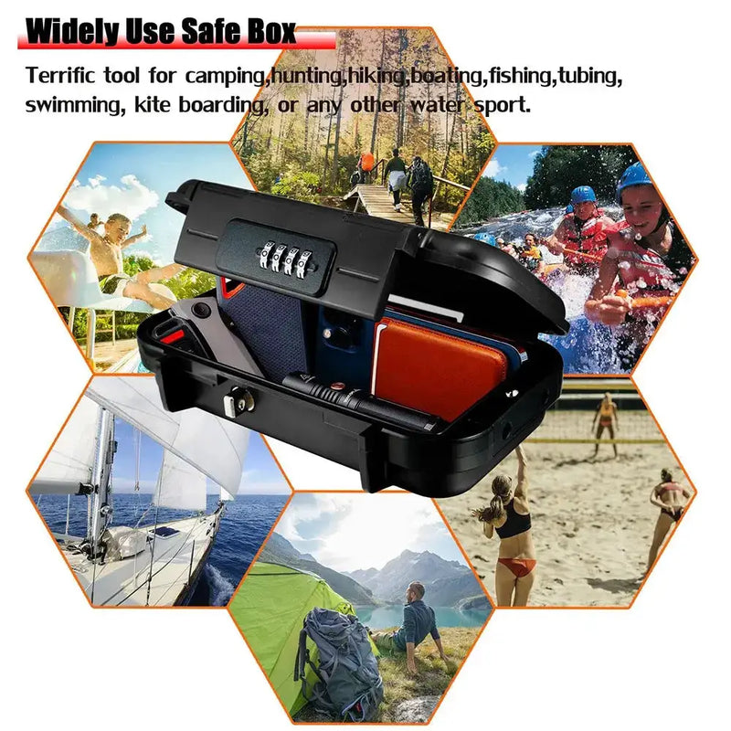 Habicare SS Portable Travel Safe Box – Waterproof Lockbox Portable Travel Safe Box – Waterproof Lockbox