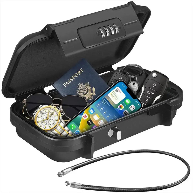 Habicare SS Portable Travel Safe Box – Waterproof Lockbox Portable Travel Safe Box – Waterproof Lockbox