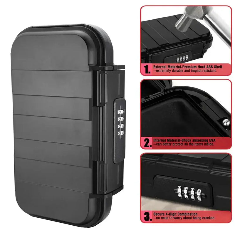 Habicare SS Portable Travel Safe Box – Waterproof Lockbox Portable Travel Safe Box – Waterproof Lockbox