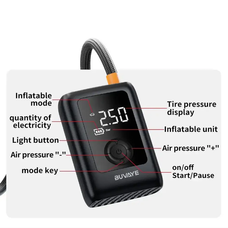 Habicare HBC Portable Wireless Air Compressor For Tyre Inflation Portable Wireless Air Compressor For Tyre Inflation