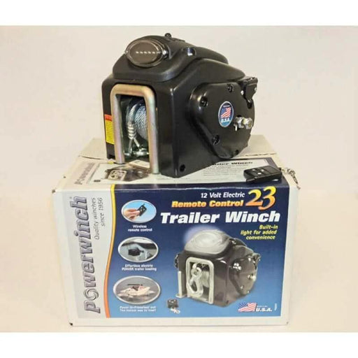 Power Winch RC23 Wireless Remote Trailer Winch 7500 lbs with Built In Light for Easy Night Loading Boat Owners
