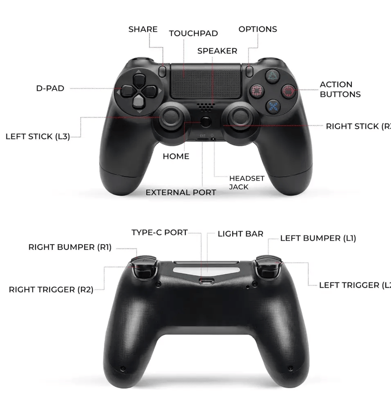 techplus PS4 Controller - Black PS4 Wireless Controller Black Third Party For PS4 Pro