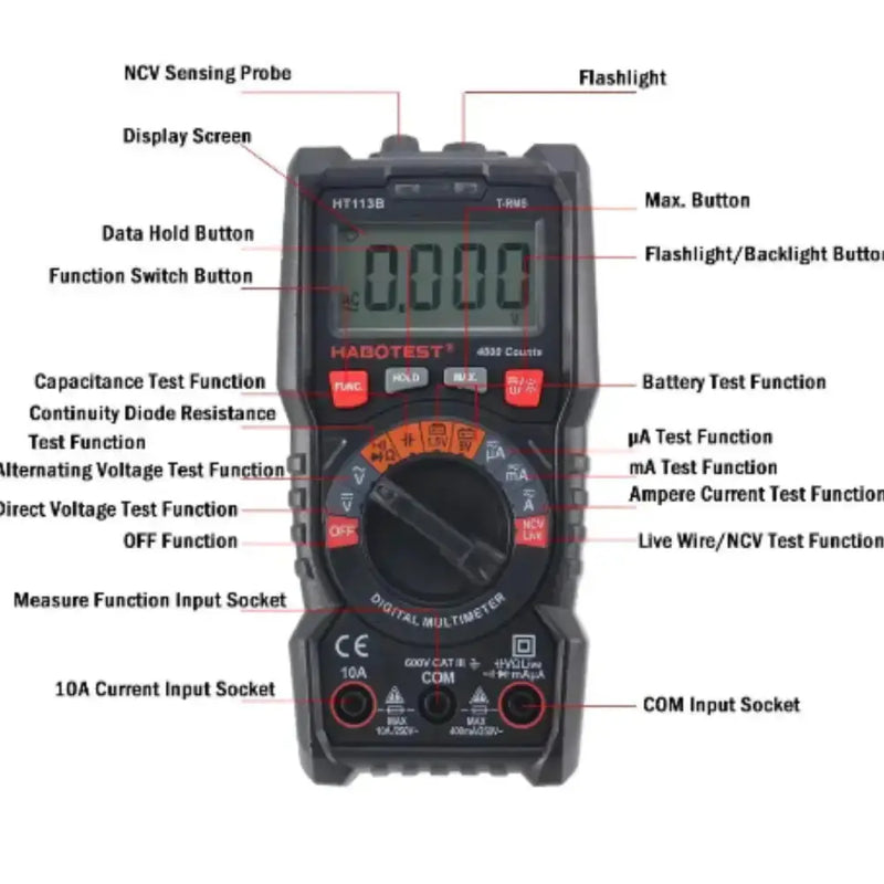 Habicare HBC Professional Digital Multimeter Habicare HT113B Digital Multimeter True RMS NCV