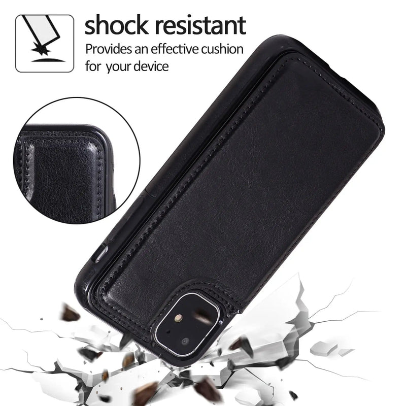 iPhone 13 Pro PU Leather Wallet Case With Card Slots Flip Cover Black – view 2
