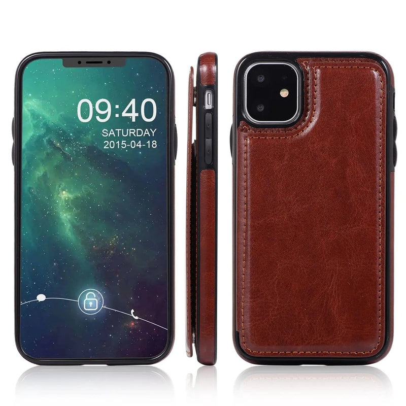 salelink.co.nz Unbranded iPhone 13 Pro Max Case Brown Leather Wallet Case Card Slots IPhone 13 Pro Max