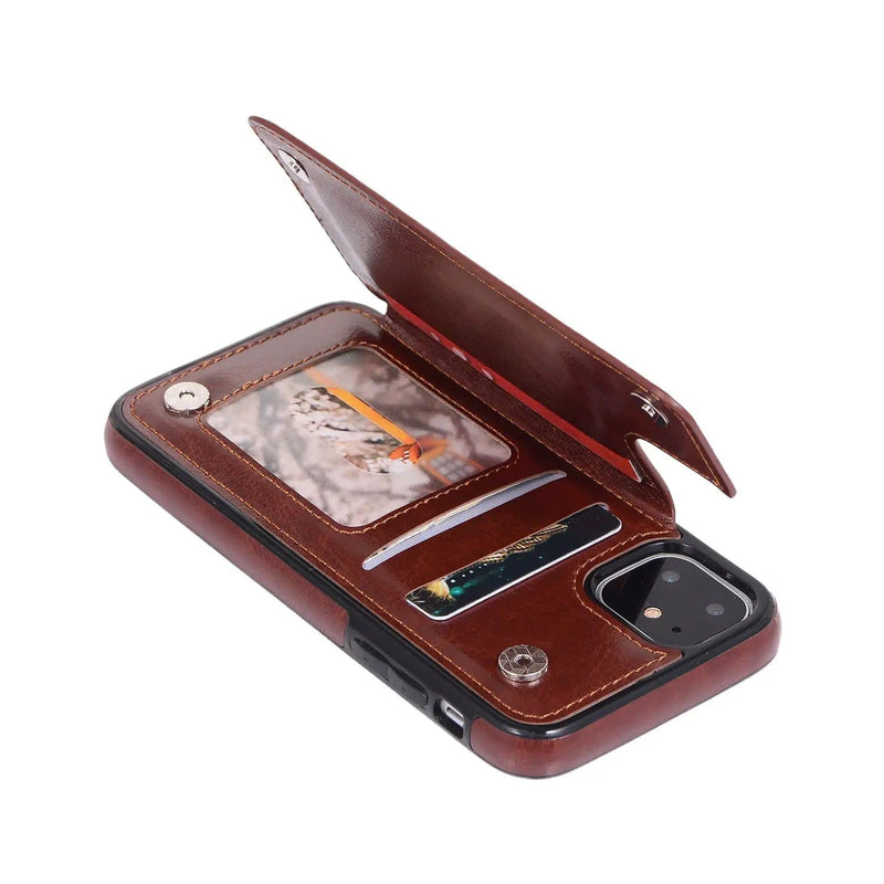 salelink.co.nz Unbranded iPhone 13 Pro Max Case Brown Leather Wallet Case Card Slots IPhone 13 Pro Max