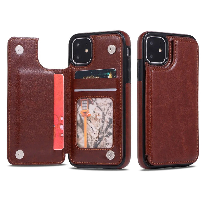 salelink.co.nz Unbranded iPhone 13 Pro Max Case Brown Leather Wallet Case Card Slots IPhone 13 Pro Max