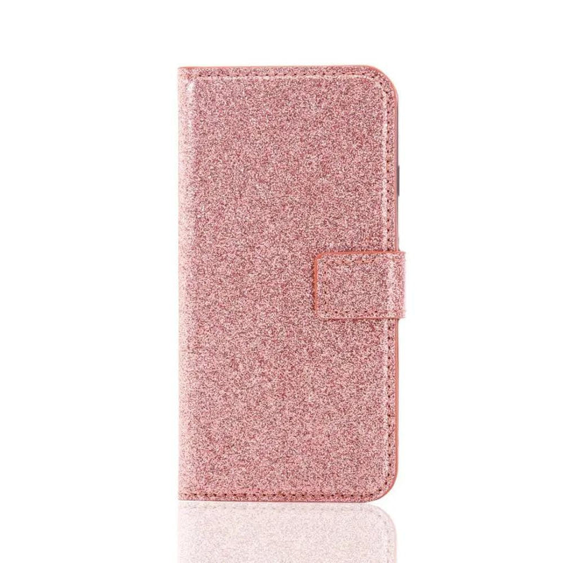 salelink.co.nz Unbranded Samsung S6 Edge Case Pink Glitter Leather Wallet Case Kickstand for S6 Edge