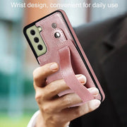 Samsung S21 FE Rose Gold PU Leather Wallet Case With Card Slots And Hand Strap – view 2