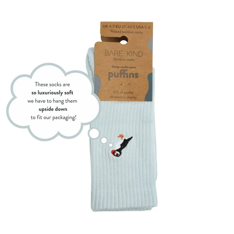 Barekind NZ Socks Save the Puffin Ribbed Bamboo Socks Save the Puffin Ribbed Bamboo Socks