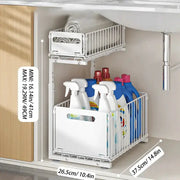 Pull-Out Under Sink Organizer – 2-Tier Adjustable Sliding Shelf (Black & White) – view 7