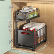 Pull-Out Under Sink Organizer – 2-Tier Adjustable Sliding Shelf (Black & White) – view 8
