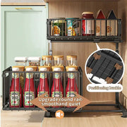 Pull-Out Under Sink Organizer – 2-Tier Adjustable Sliding Shelf (Black & White) – view 4