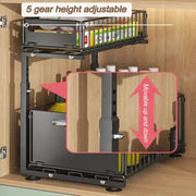Pull-Out Under Sink Organizer – 2-Tier Adjustable Sliding Shelf (Black & White) – view 6