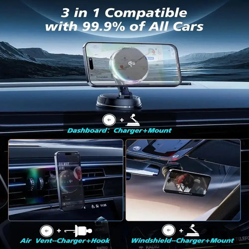 Habicare 9eight5 Qi2 15W Mag-Safe Car Mount Charger Qi2 15W Mag-Safe Car Mount Charger