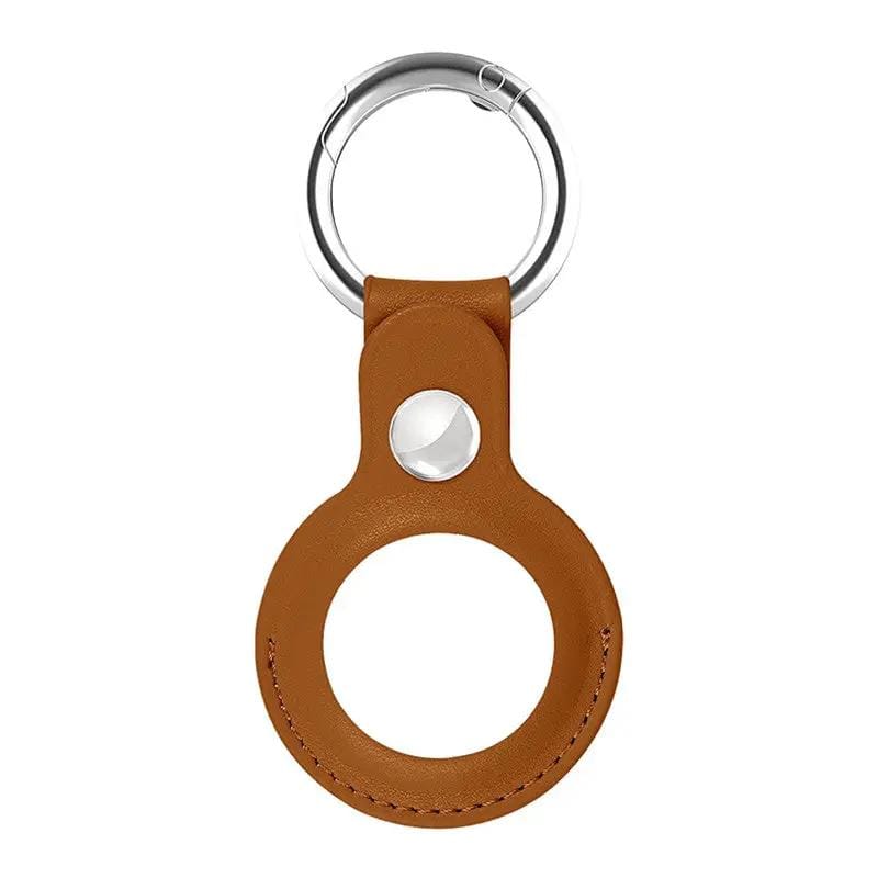 salelink.co.nz Unbranded AirTag Leather Case Keyring - Brown AirTag Leather Key Ring Case Brown PU Leather Cover