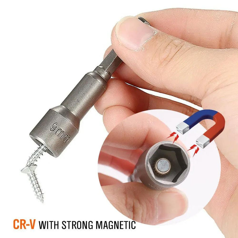 8PCS Socket Magnetic Nut Driver Set Drill Bit Adapter 1/4'' Hex Shank 6-13MM – view 4