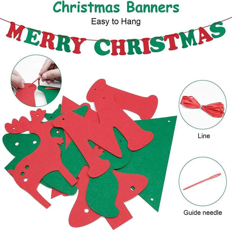 46PCS Merry Christmas Banner Decorations Bunting Sign – view 2