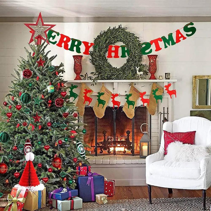 46PCS Merry Christmas Banner Decorations Bunting Sign – view 6
