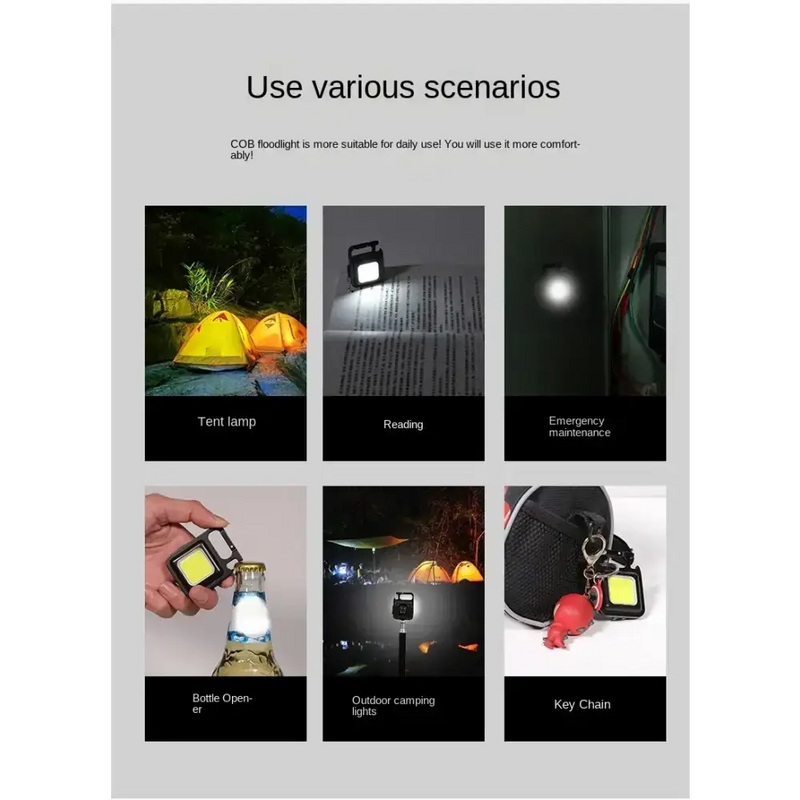 Habicare SS Rechargeable Mini LED Light Habicare Mini COB LED Flashlight with Bottle Opener