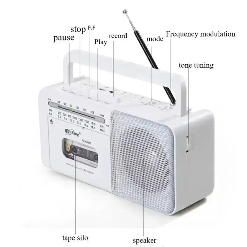 Habicare SS Retro Cassette Player with Bluetooth Radio Retro Cassette Player with Bluetooth Radio