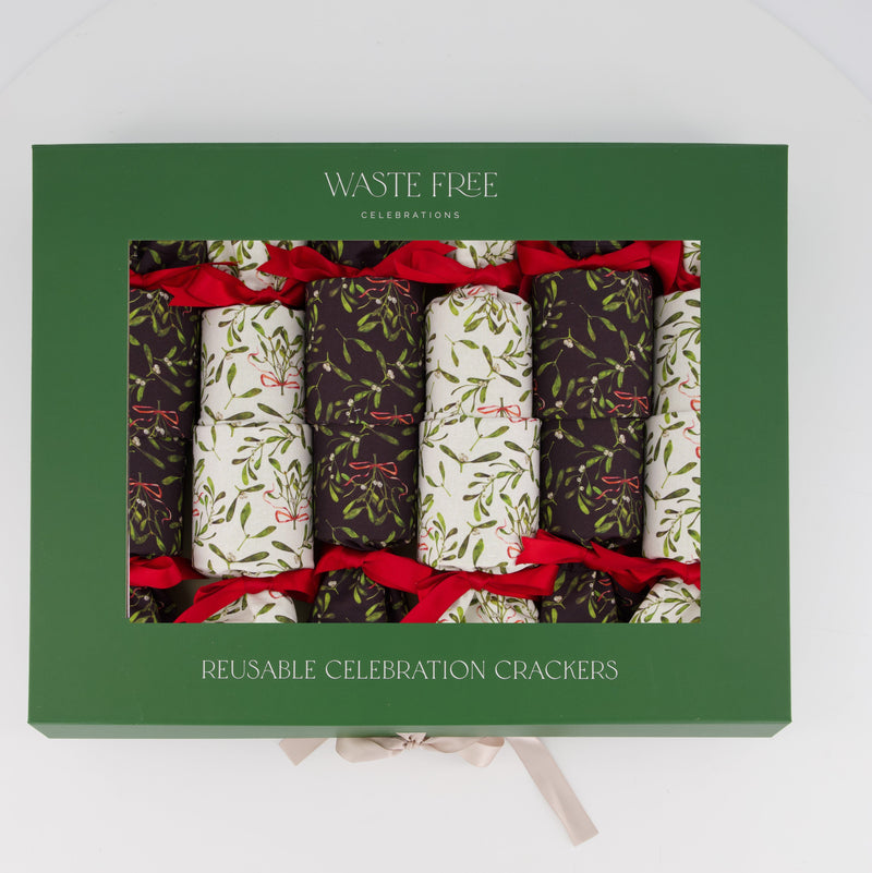 Waste Free Celebrations Christmas Crackers Mistletoe (6 Reusable Crackers) Mistletoe (6 Reusable Crackers)
