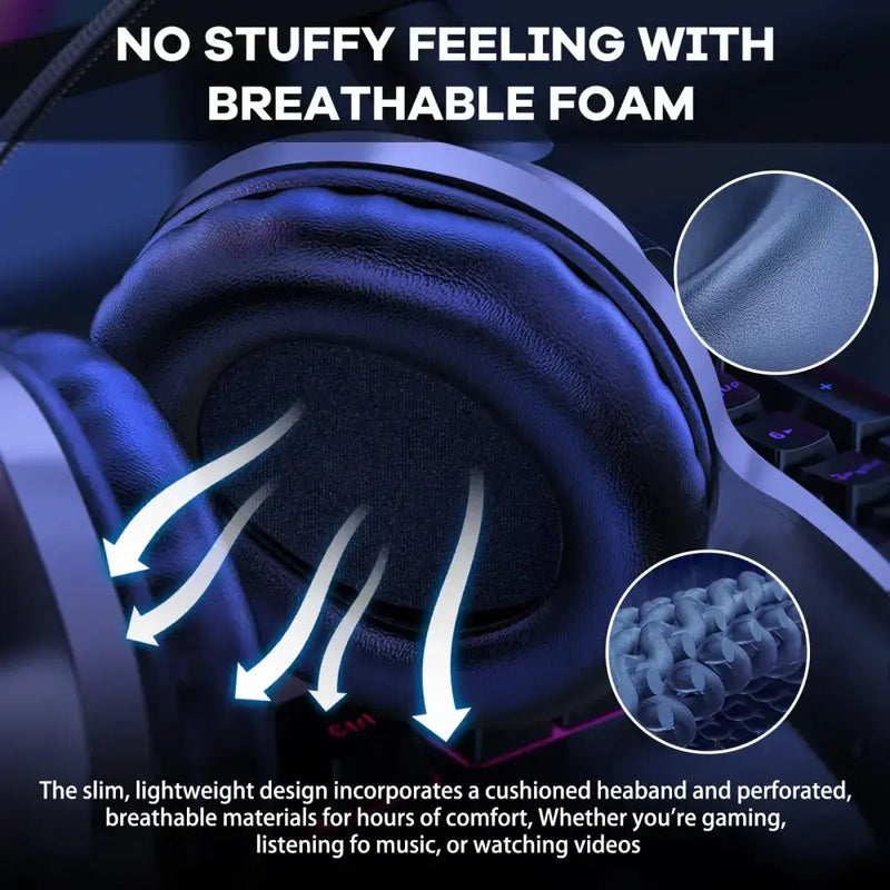RGB Wired Gaming Headset – Over-Ear, Noise-Cancelling Mic – view 2
