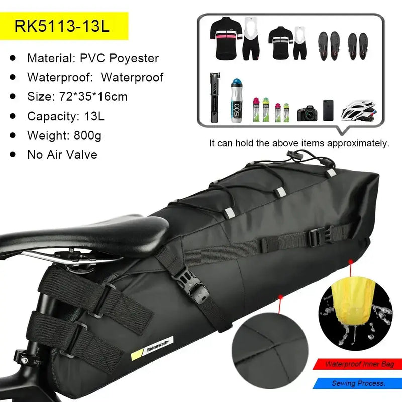 Habicare Waterproof Bicycle Saddle Bag 10L – 13L Waterproof Bicycle Saddle Bag 10L – 13L