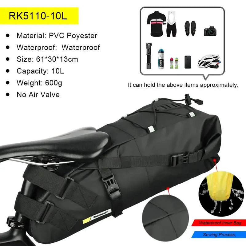 Habicare Waterproof Bicycle Saddle Bag 10L – 13L Waterproof Bicycle Saddle Bag 10L – 13L